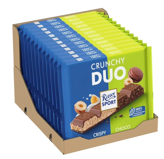ritter-sport-crunchy-duo-gro-tafel-12-x-218-g-haselnuss-kakao-creme image 1