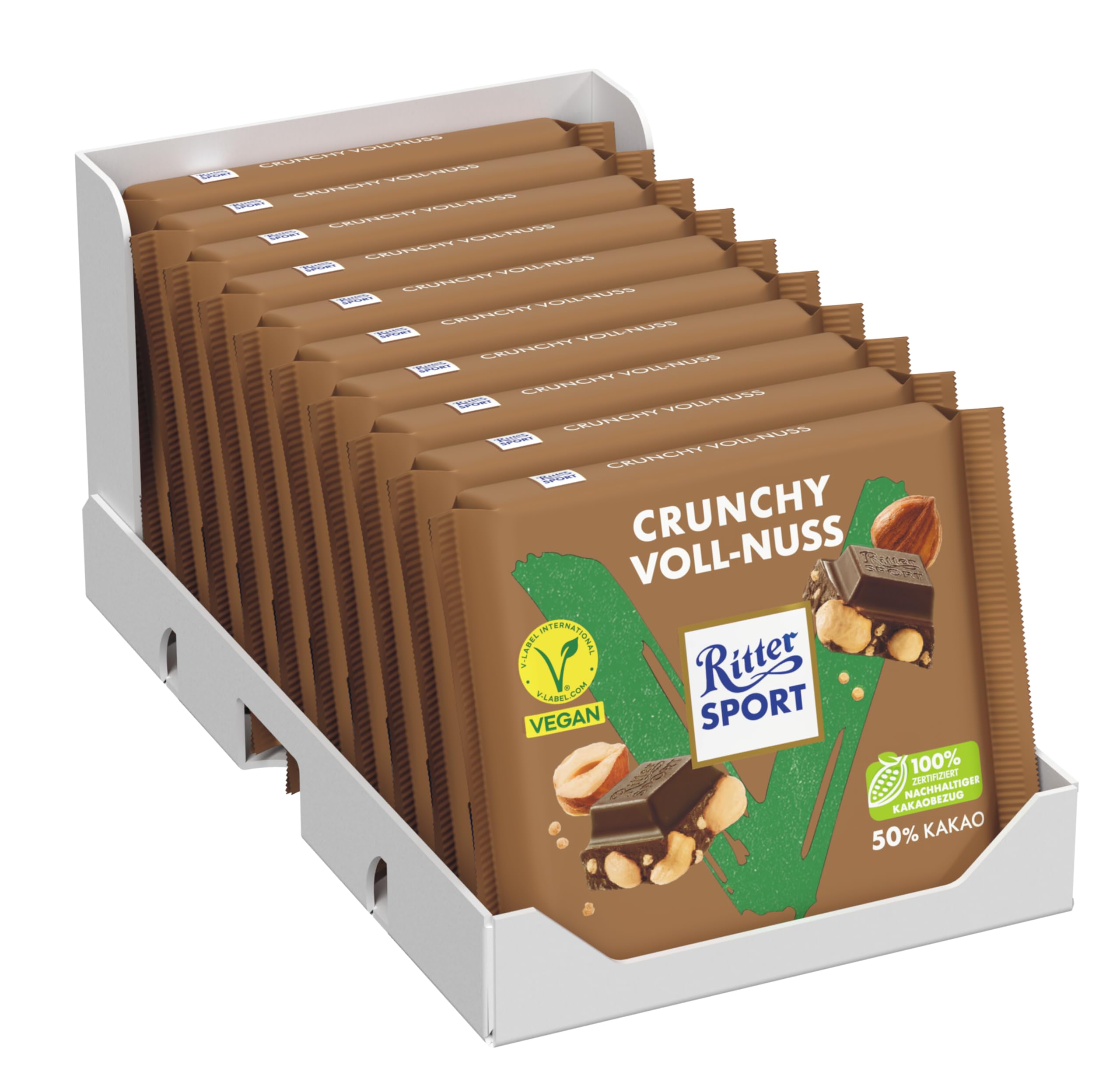 ritter-sport-vegan-crunchy-voll-nuss-tafel-10-x-100-g image 1