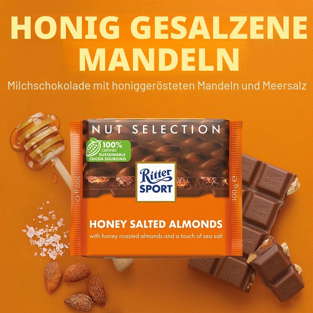ritter-sport-honig-salz-mandel-schokoladentafel-11-x-100g-vollmilch-mit-honig-ma image 2