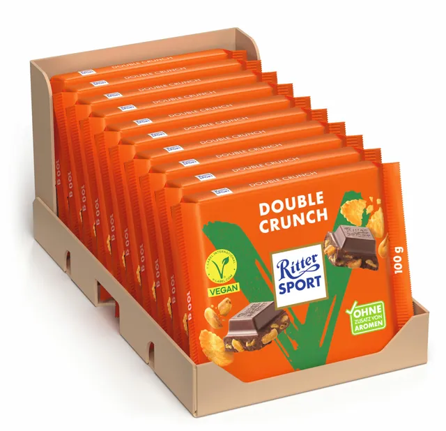 ritter-sport-vegan-double-crunch-10-x-100-g-mit-cornflakes-und-mais image 1