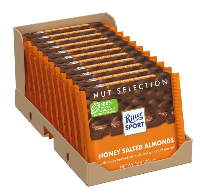 ritter-sport-honig-salz-mandel-schokoladentafel-11-x-100g-vollmilch-mit-honig-ma image 1