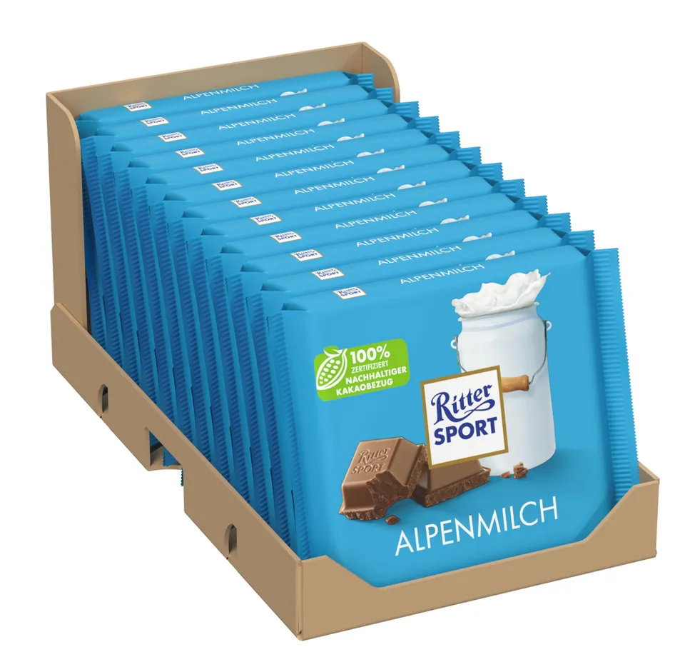 ritter-sport-alpenmilch-vollmilchschokolade-12-x-100-g image 1